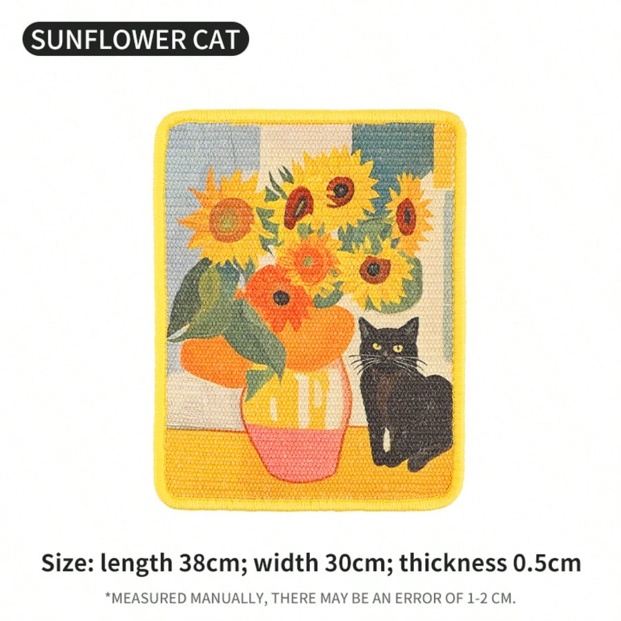 New Jute Painting Cat Scratching Board, Starry Sky Cat Painting Scratching Pad, Durable Cat Toy