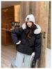 Big fur collar short down cotton clothes women's loose winter thickened cotton clothes down small hooded jacket