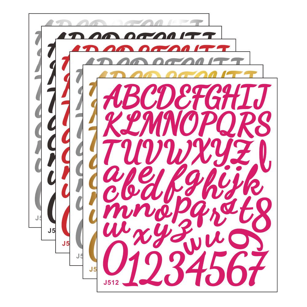 Diy Handwritten English Letter and Number Combination Account Book Envelope Beautification and Decoration Small Stickers