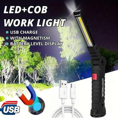 Lanternă LED Reîncărcabilă pentru Camping, Lampă de Lucru cu Magnet și Cârlig, Impermeabilă IP64, 5 Moduri de Iluminare, Potrivită pentru Lucrul pe Timp de Noapte