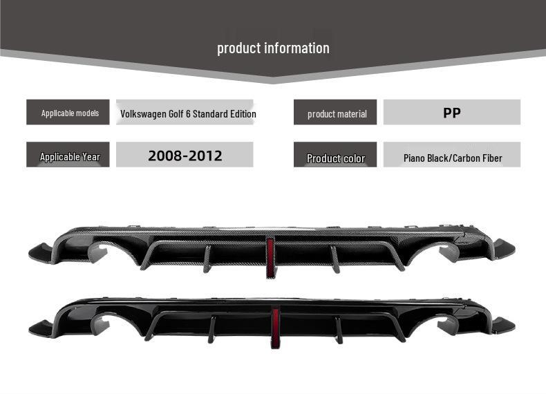 Rear Bumper Diffuser for Volkswagen Golf MK6 (2008-2012) Standard Edition