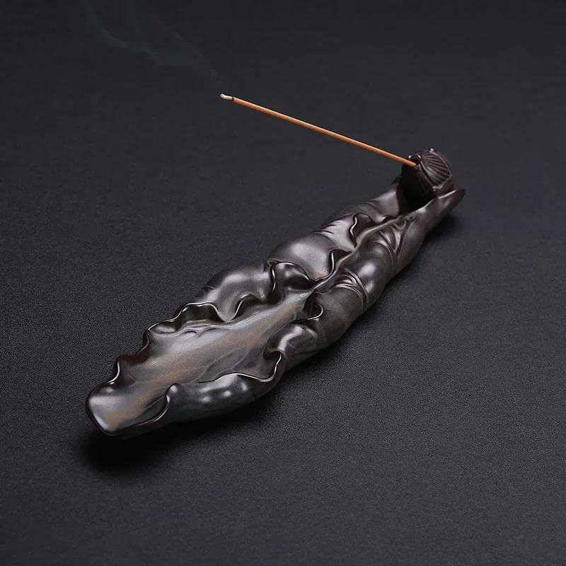 1 st söt cikada keramisk hantverk hemprydnader rökelsepinnehållare zen lotusbrännare yoga tehusdekor (Utan rökelse)