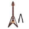 Wooden Miniature Electric Guitar Model with Stand and Case Coffee Mini Musical Instrument Model Decoration 10cm