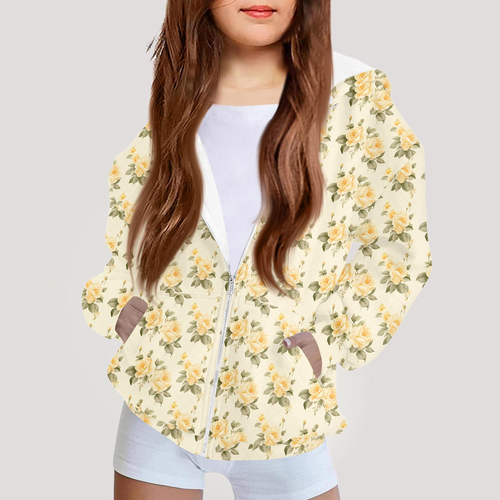 

Детская мода Принтованная толстовка с капюшоном с длинными рукавами Куртка-худи для девочек 160 жёлтый