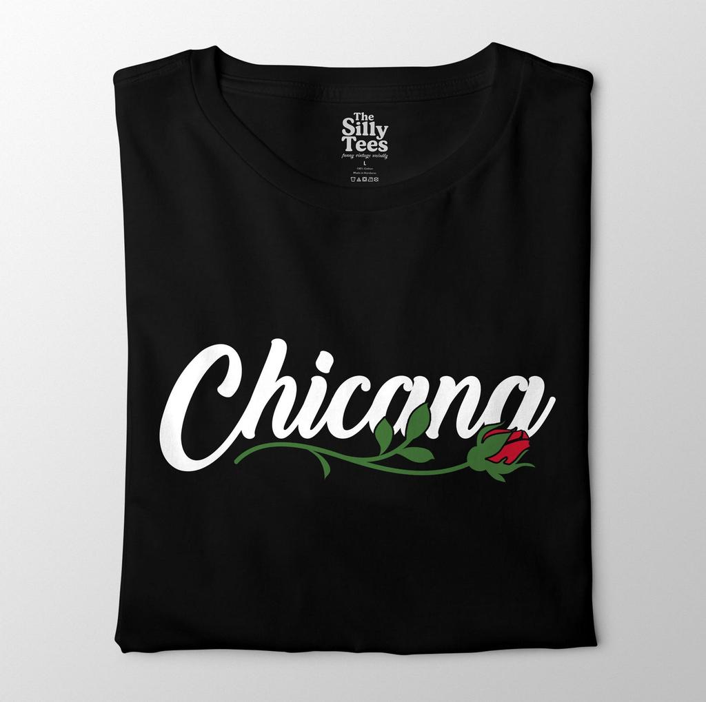Chicana Shirt, Latina Empowerment Rose Tee, Mexican American Pride Graphic T-Shirt