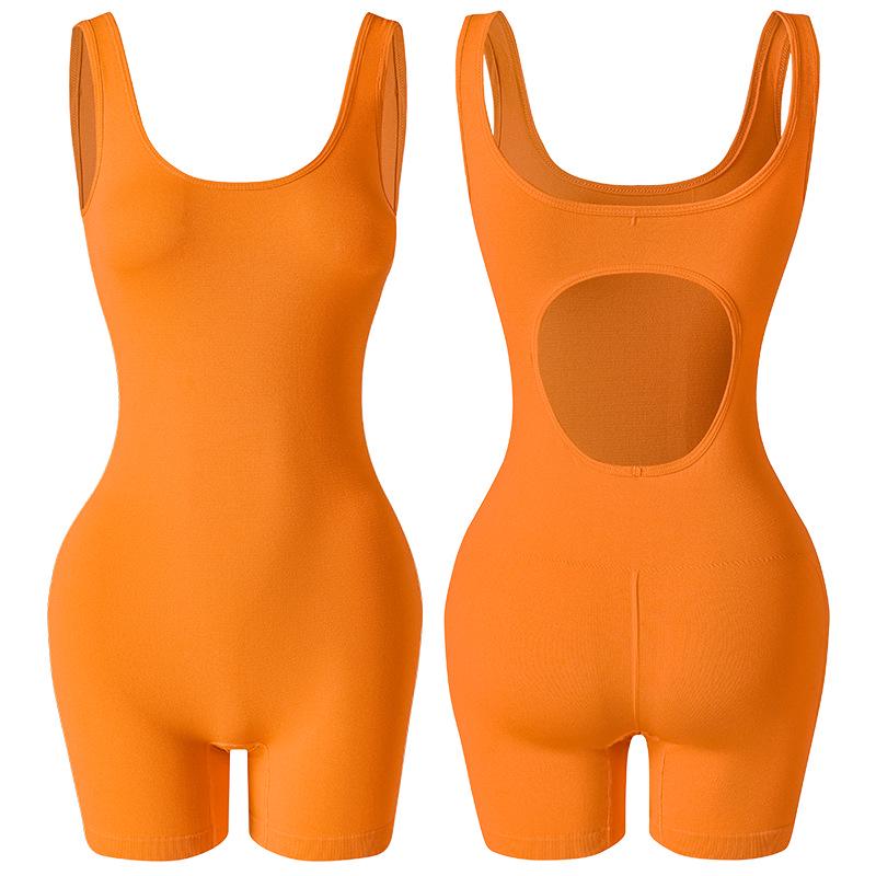 Women's Seamless Nude Bodysuit: Tight-fitting Yoga Wear for Fitness, Running, and Waist Slimming Sportswear.