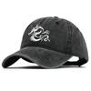 European Dragon Embroidery Vintage Washed Cotton Baseball Cap