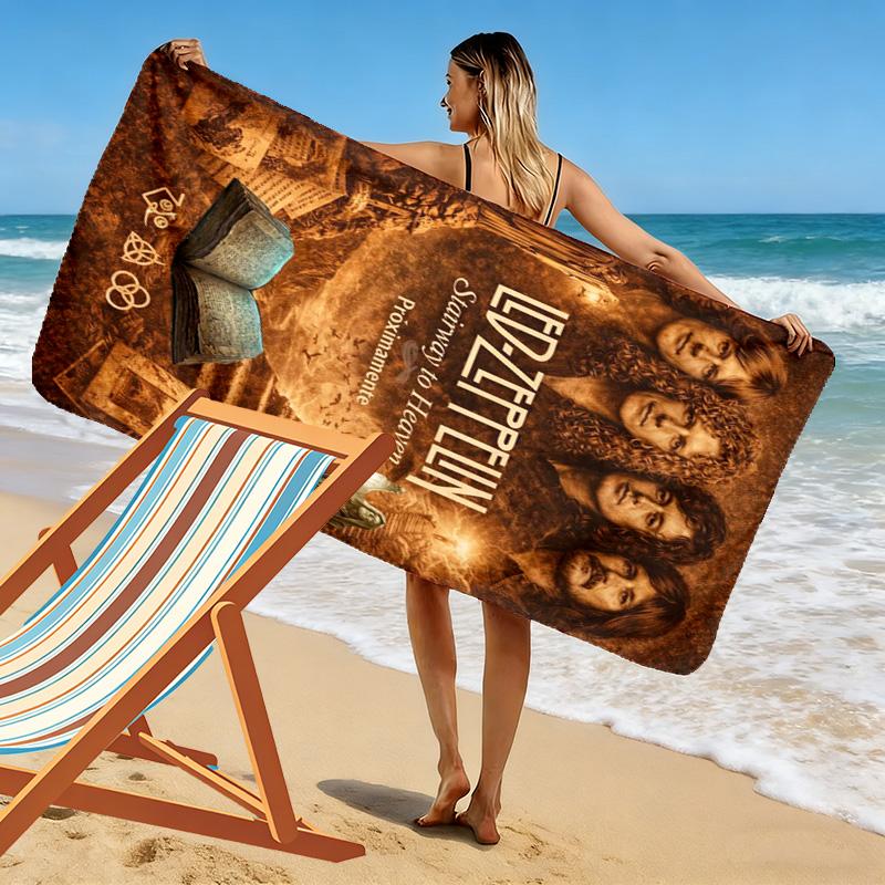 Led zeppelin Print Beach Towel, Large Soft Quick Dry Towel for Beach Camping Swimming