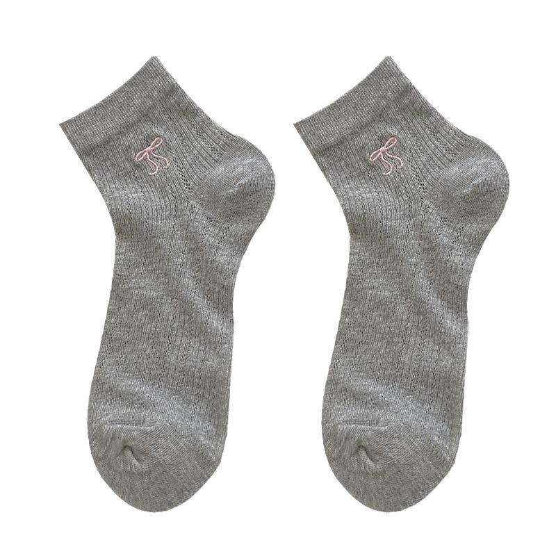 

Женские весенне-летние тонкие носки-гольфы с милым дышащим бантом 1 pair светло-серый