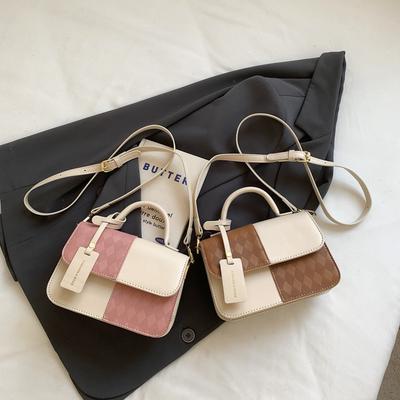 Popular Fashion Splicing Texture Summer Commuter Trend Shoulder Crossbody Portable Small Square Bag Women