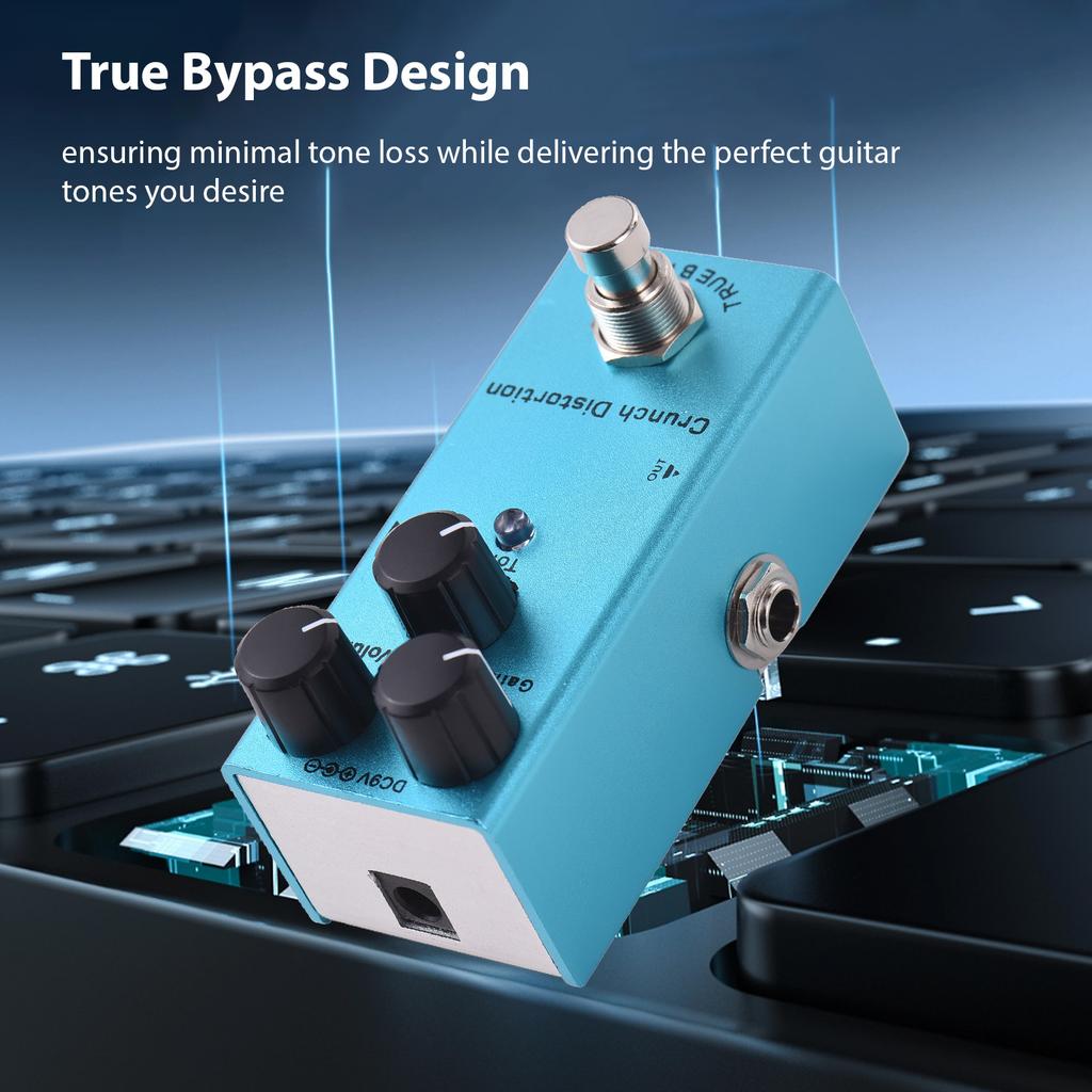 Gitarre Crunch Verzerrung Effektpedal Gain Lautstärke Ton Regler Knopf DC 9V 6,35mm Ein- und Ausgangsschnittstelle Elektrisch