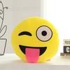 Charming 13" Yellow Round Emoji Pillow With Cute Fun Design And Soft Plush Material