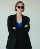 Lingkeonpeuleim Buffalo Horn Round Acetate Sunglasses Black