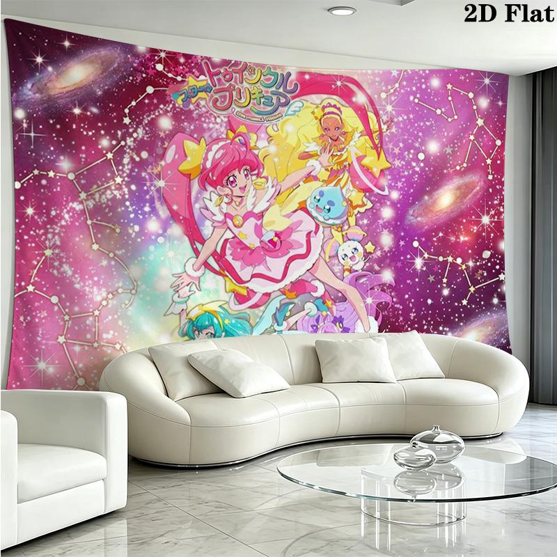 Hidden Key Precure Wall Tapestry Aesthetic Wall Hanging Printed Fabric Blanket Decorative Tapestries for Bedroom Living Room Home Decor