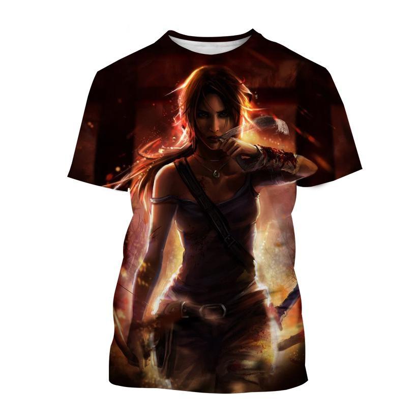 Nové nejprodávanější tričko Tomb Raider s 3D potiskem Tomb Raider Lara Personality Pánské Dámské Cool Street Style Dětské Krátký Rukáv