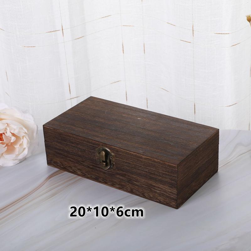 Retro Rectangular Wooden Storage Box Clamshell Desktop Organizer Jewelry Gift Box For Home Decor Organizador