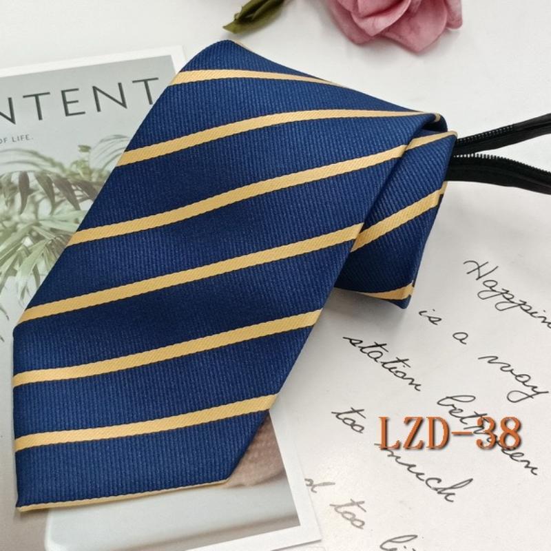 Men's Formal Business Tie with 8cm Zipper, Striped Black Tie, No Knotting Required.