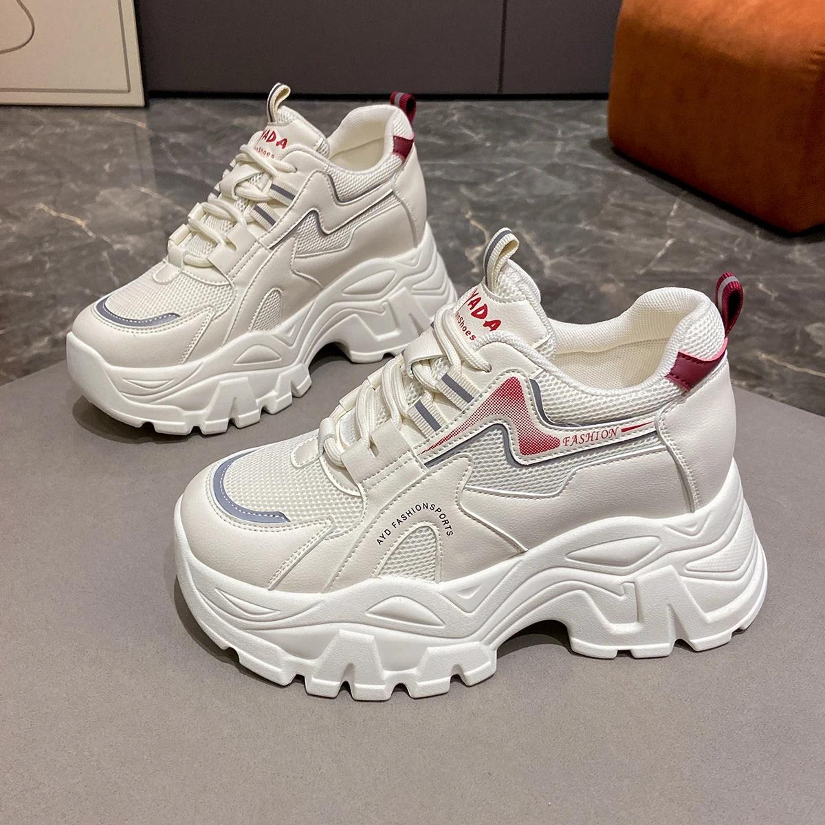 

Fashion Hot Selling Women s Platform Sneakers Summer 2025 New Net Face Casual Sports Shoes Women s Thick Soled Lace-up Vulcanized Shoes 39 червоний