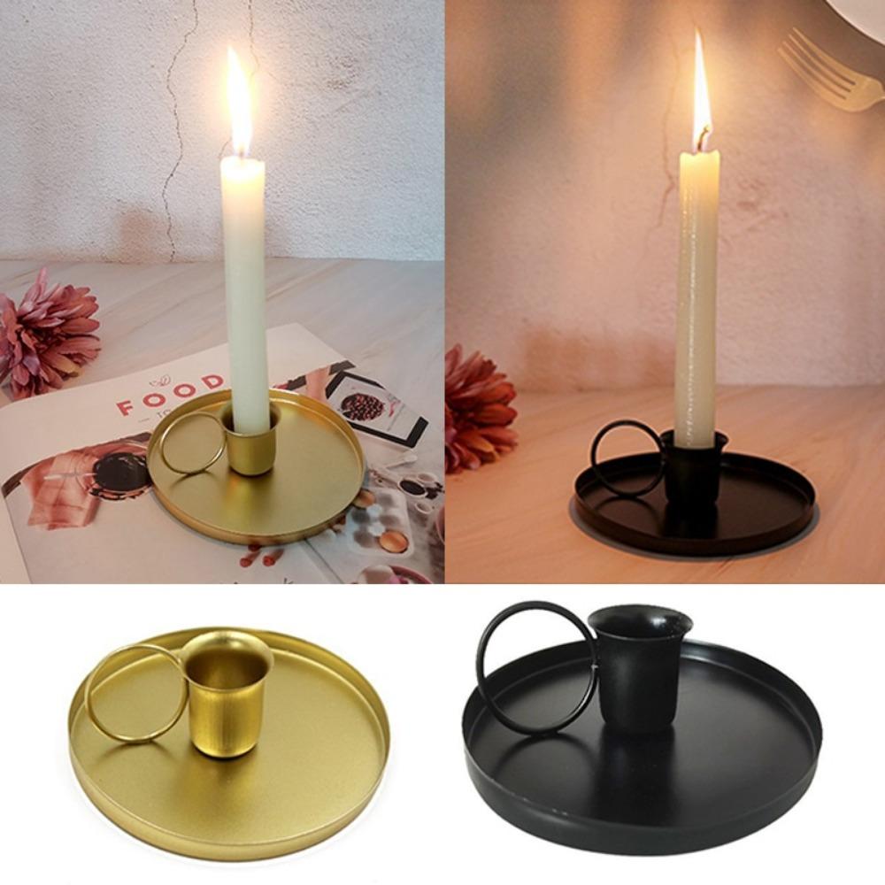 Portable Candle Holder Desktop Candlestick Adornment Metal Candlestick Taper Candle Holder with Handle Home Wedding Decorations