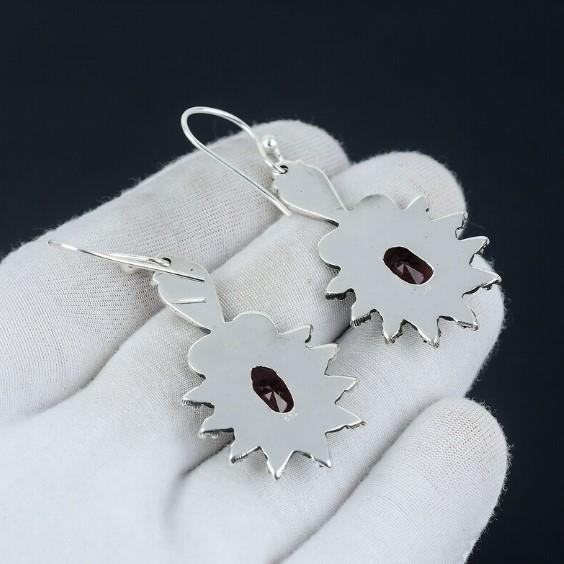 Red Garnet Earring, Red Garnet Silver Earring, Red Garnet Stone Earring, 925 Sterling Silver Earring, Gemstone Earring, Dangle Earring