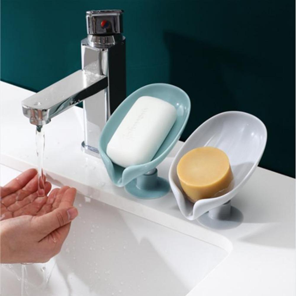 1PC Creative Flaky Perforated Soap Box Self-Standing Suction Cup Draining Bathroom Soap Storage Laundry Rack Soap Box