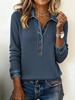 Abbigliamento donna europeo e americano ins colletto in denim maniche lunghe, maglione top a pullover con splicing in maglia