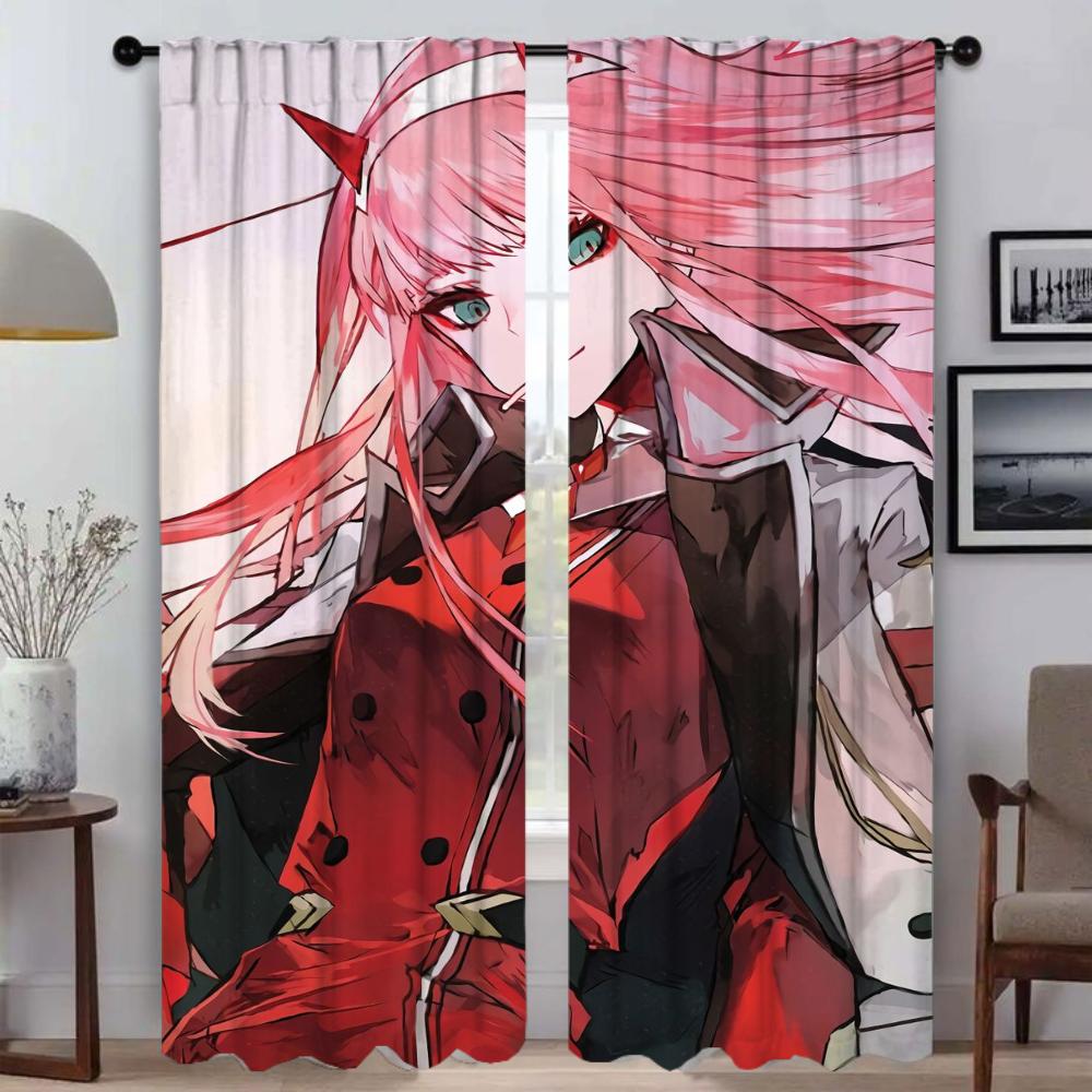 

Zero Two Curtains для гостиной, занавески для домашнего интерьера, 2 шт., украшение на Хэллоуин, тюль для детской спальни W60xH90cmx2pcs-CL
