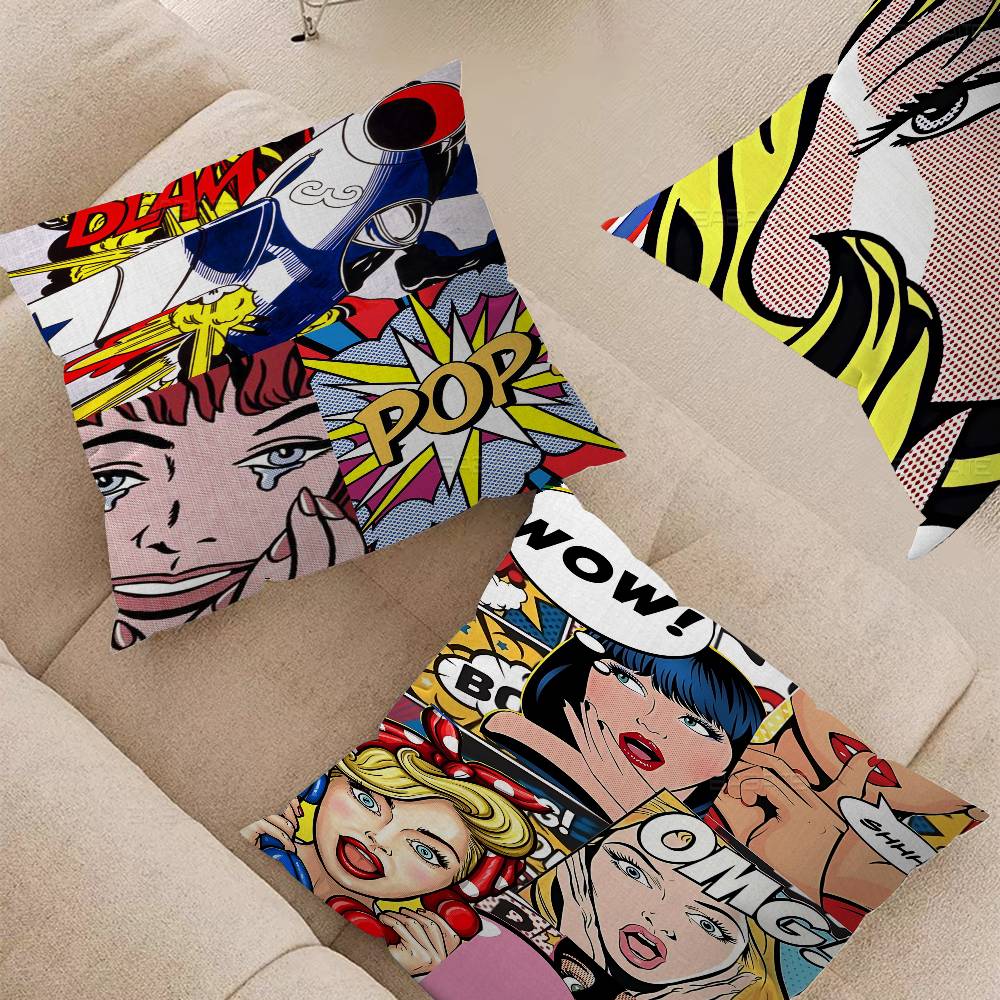 Roy L-Lichtenstein Pop Art Pillow Gift Home Office Decoration Bedroom Sofa Car Cushion Cover case 45x45