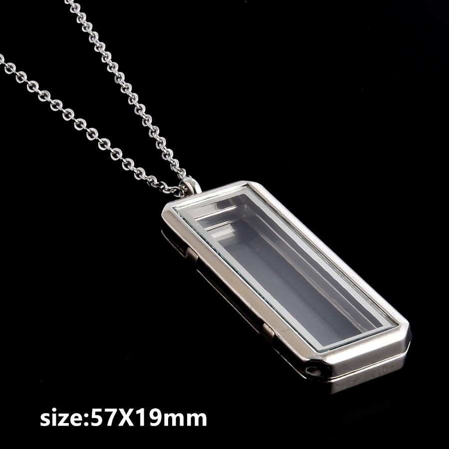 1pcs Alloy Pendant Magnet Locket Necklace Water Droplet Rectangle Heart Necklaces For Women Men DIY Photo Stainless Steel Chains