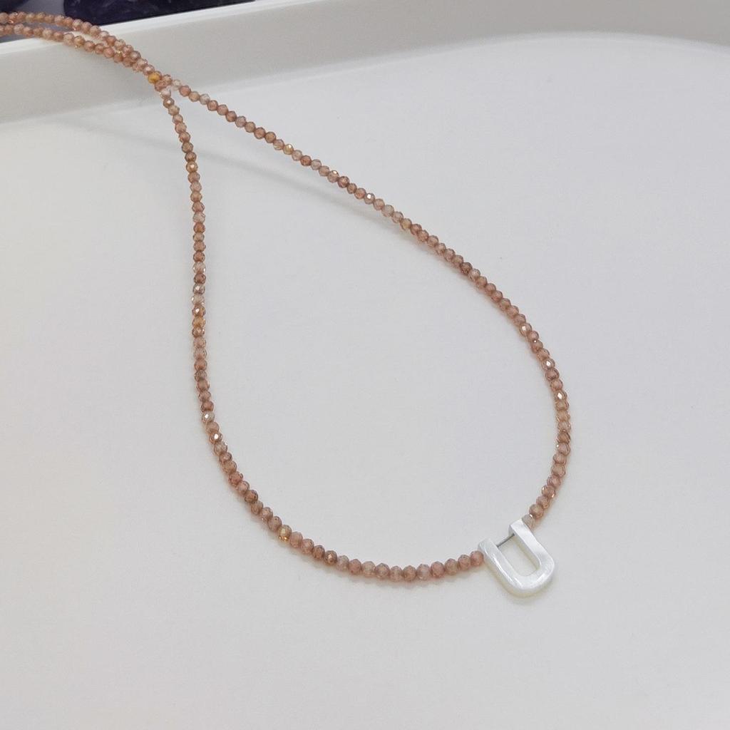 Elegant 2m Zircon Beaded Clavicle Chain: 26-Letter Deep Sea Shell Necklace for Women.