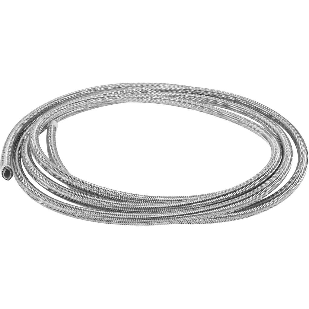AN4 Fuel Line Hose 4AN 15ft Vacuum Hose Automotive Fuel Hose PTFE Rubber,Stainless Steel Silver Tone 1 Pcs