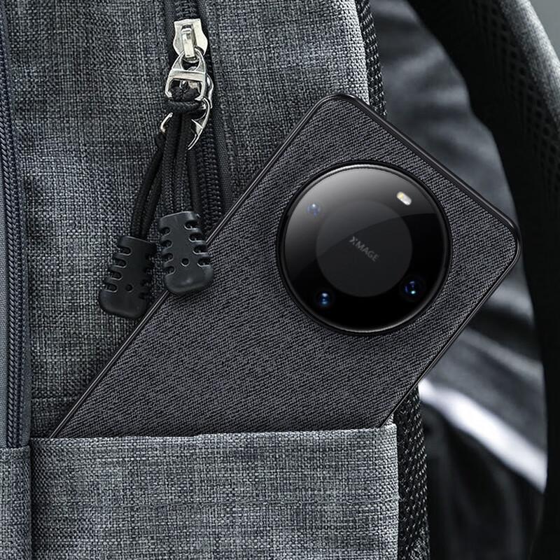 Huawei Mate60Pro Phone Case, Mate60Pro+ Protective Cover, Shockproof Full Edge Protection, Unisex, Creative Style Leather Back Cover, ES-19 Deep Black
