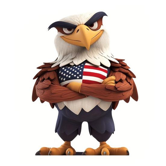 Tabletop 2D Wooden Bald of July Patriotic Eagle Figurine 4th Eagle Statue B
