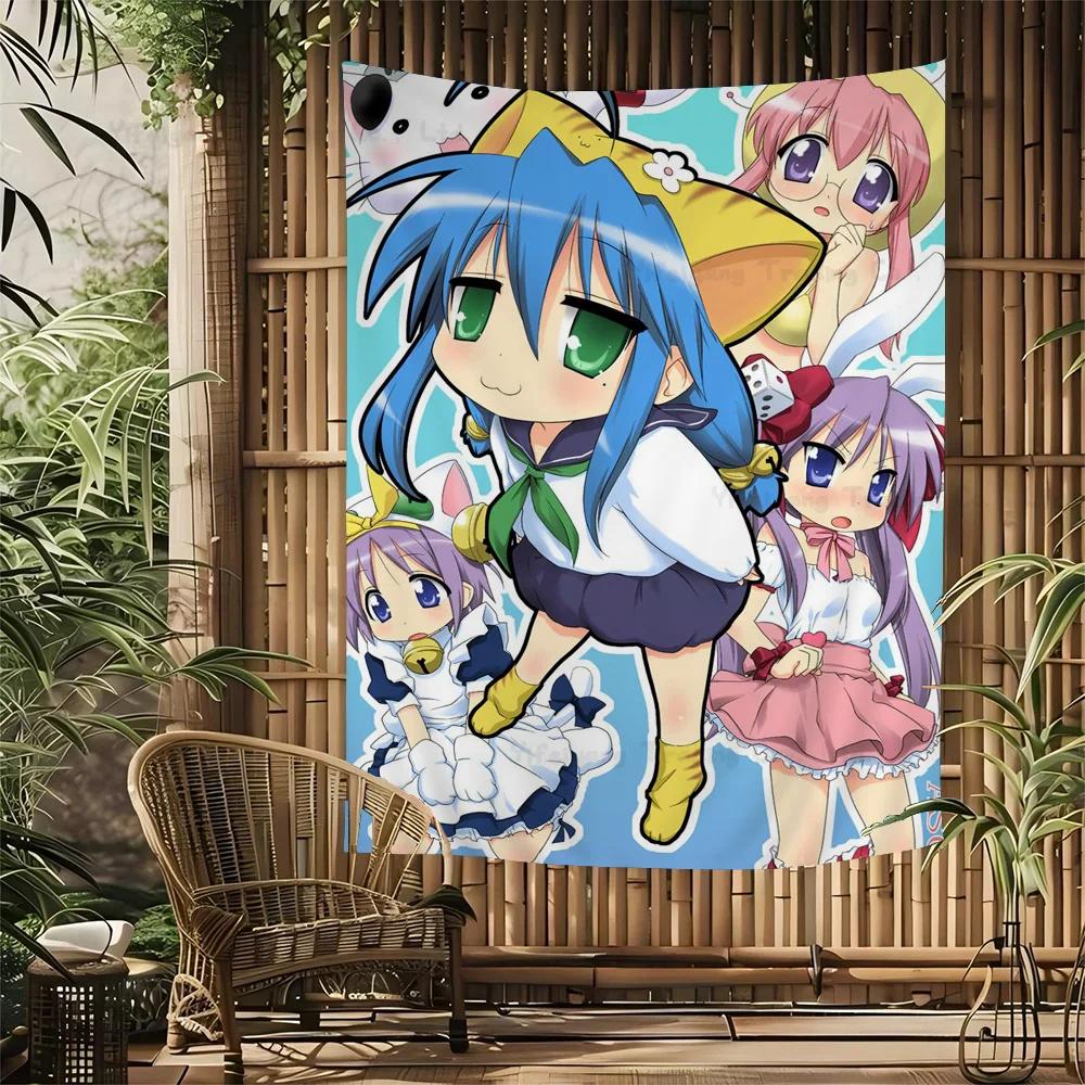 Lucky Star Comedy Anime Cartoon Tapestry Art Science Fiction Room Home Decor Wall Hanging Home Decor