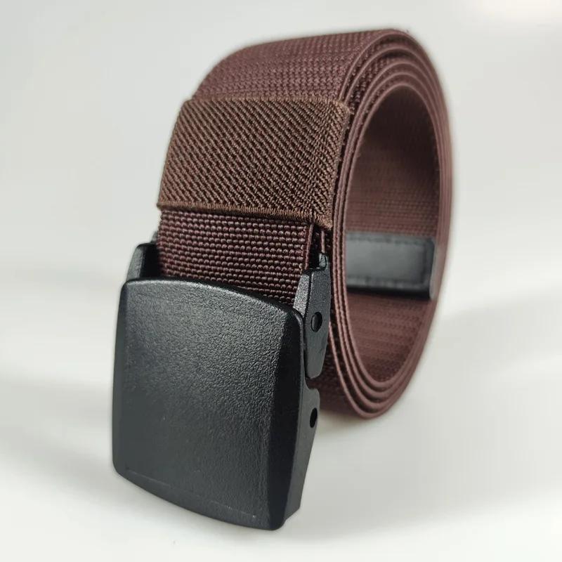 

3.8cmX120cm Automatic Buckle Nylon Elastic Belt Outdoor Hunting Multifunctional - Canvas Belt for Men and women 3.8X120cm(elastic) кавовий