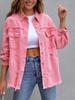New 2023 Women's Autumn/Winter Denim Cardigan - Solid Color, Single-Breasted Turn-Down Collar Shirt Jacket