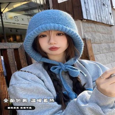 Solid Color Balaclava Hat Women's Winter Ear Protection and Cold Protection Wool Hat Thickened Warm Knitted Hat