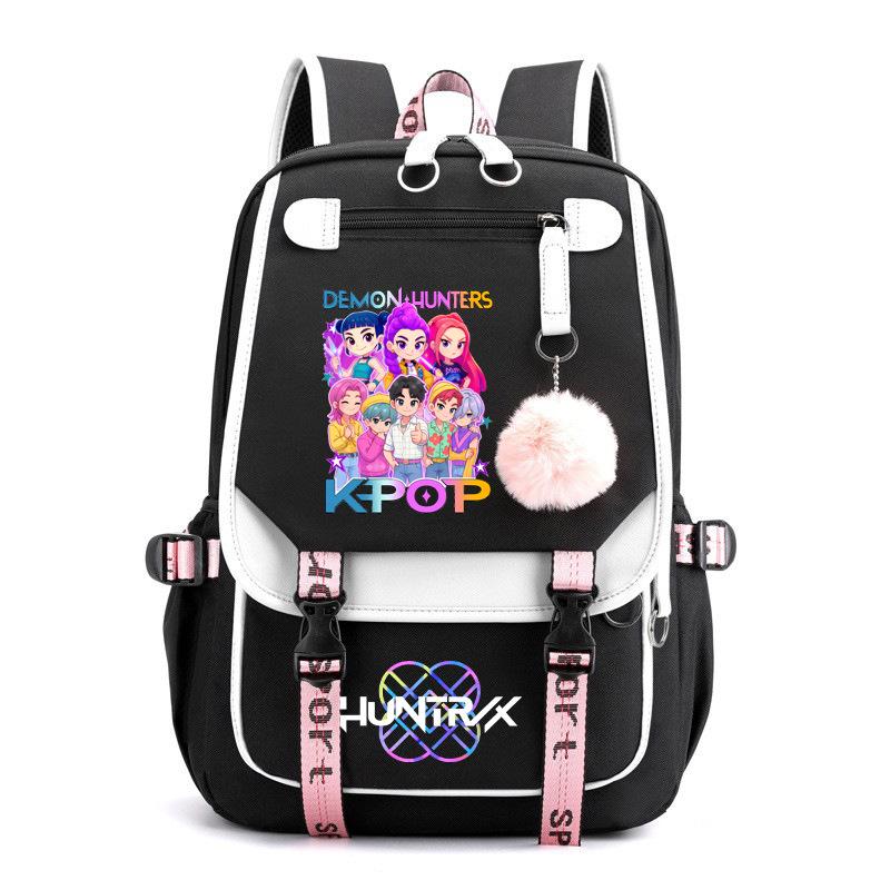Kpop Witch Hunting Group Saja Boys Peripheral Printed Backpack Backpack, Student Campus Fur Ball Backpack CLE