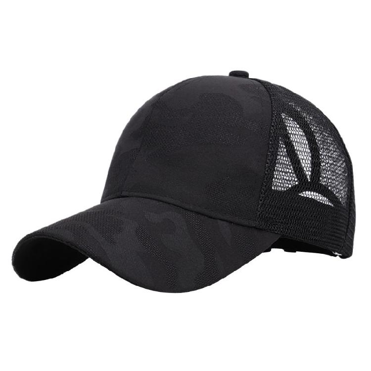 Women Outdoor Sports Hat with Ponytail Hole Camouflage Mesh Back Baseball Cap