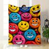 Faccine emoji colorate e sorridenti con occhi grandi e sfondi luminosi. coperta per tutte le stagioni coperta per pausa pranzo regalo