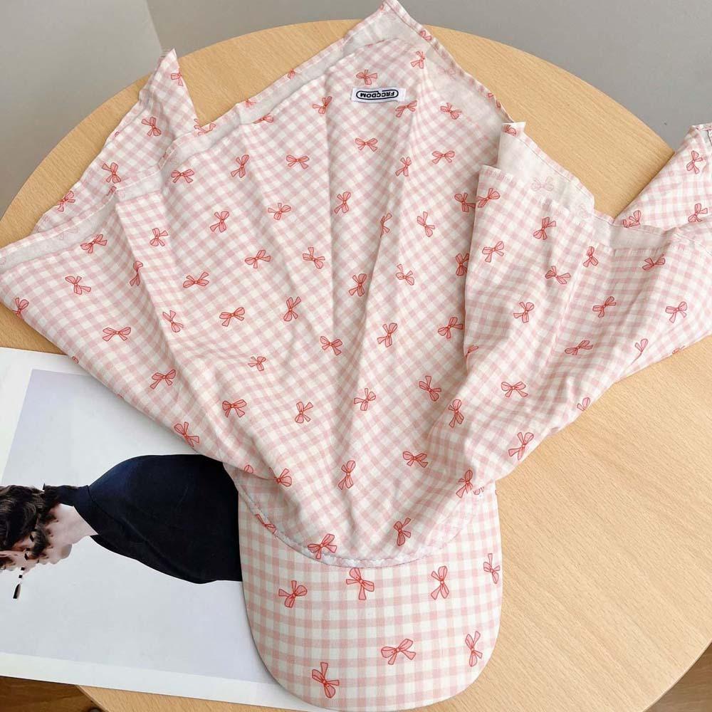 Plaid Headscarf Baseball Hat Bow Strappy Bandana Cap Driving Scarf Peaked Cap  Camping