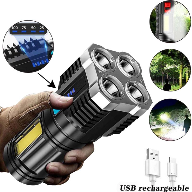 LED Flashlight COB USB Recharge Bright Waterproof for Outdoor Hunting