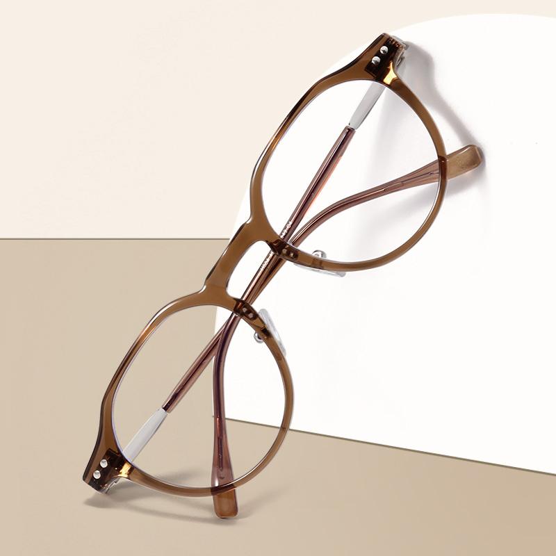 Rivet Frame Blue Light Blocking Oval Nearsighted Glasses For Women Fashion  Myopia Photochromic Eyeglasses -0.5 -0.75 To -6