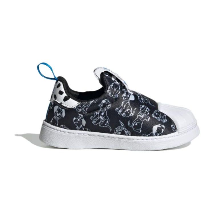 Adidas Disney x Superstar 360 I 101 Dalmatians - Детские кроссовки с принтом щенка, черные, облачно-белые ID9711