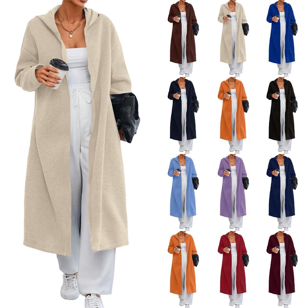 Cárdigan Largo Casual de Moda para Mujer con Mangas Largas en Color