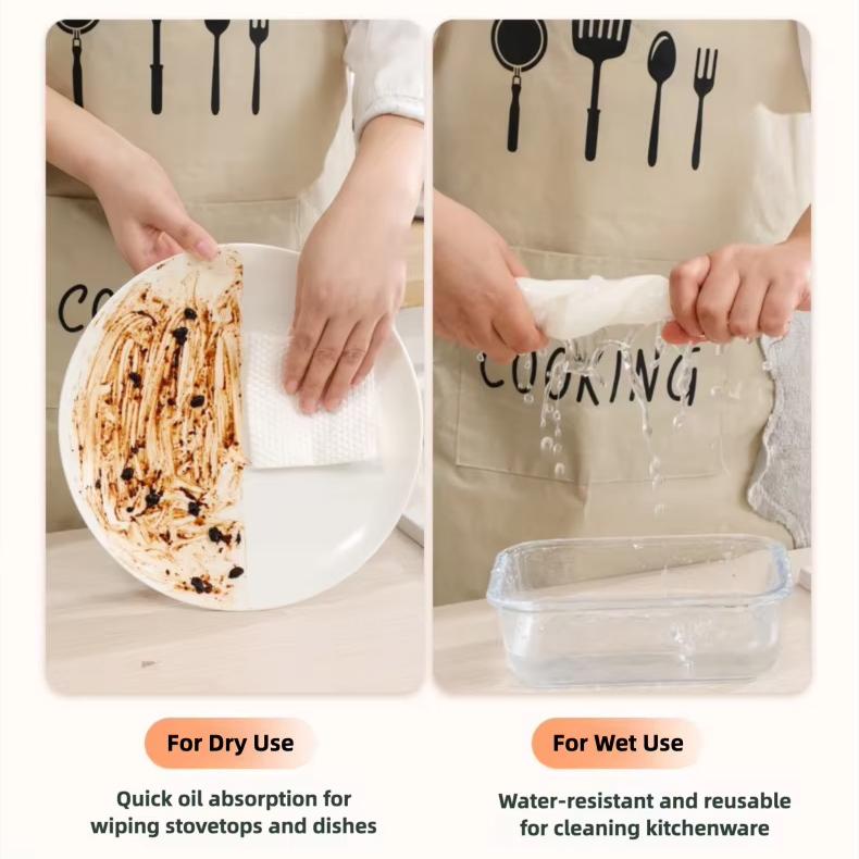 Disposable Paper Kitchen Towel Super Absorbent Pot Scrubbing Dishcloth Kitchen Rags Bathroom Wipes Disposable Cleaning Cloth