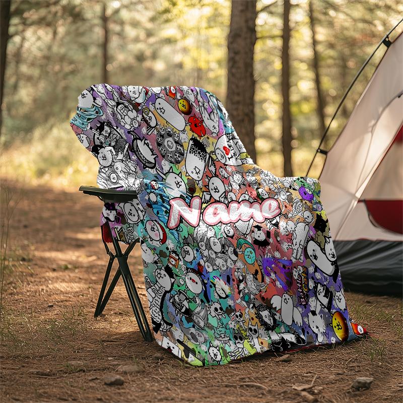 Personalized Custom Name Blanket - The Battle Cats Print Design,Blanket for Sofa,Bed,Travel,Camping - Soft and Warm, Great Gift