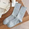Spring and Summer Lightweight College Style Gathered Socks with Lace Edges - Versatile and Retro Striped Mid-Calf Women's Socks