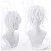 Heat-resistant cosplay wig, "Second Castle," in pure white, perfect for short hair, costumes, and parties. Includes two bonus items.