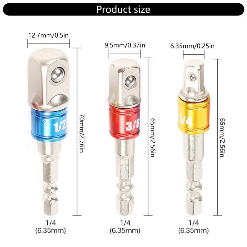 1/4in 3/8in 1/2in Stecknussadapter Schlagschrauber-Bits Sechskantschaft Bohrerbit Bohrerverlängerungsbit Stecknuss auf Bohrer Adapter